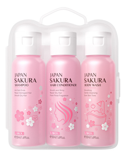 Ml Set De 3 Piezas For Baño Y Cabello Sakura