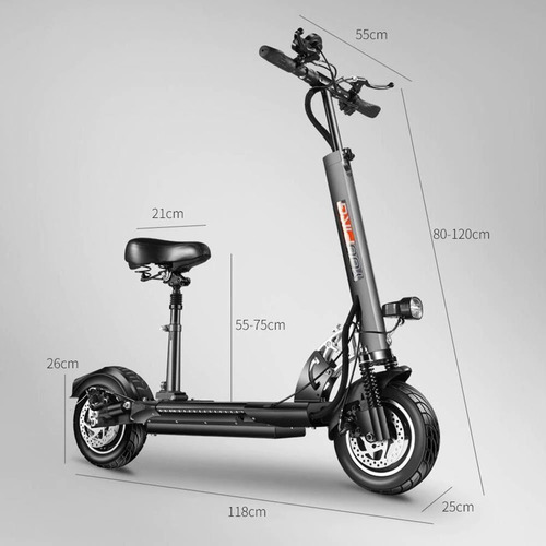 Imagem 3 de 10 de Patinete Elétrico 800w Dobrável Com Banco 48v 13ah -a Vista