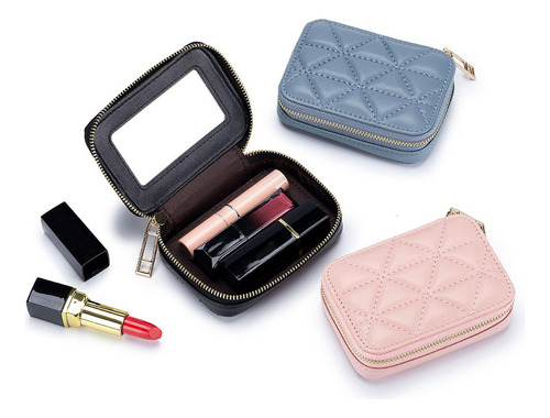. Estuche Para Lápiz Labial Con Espejo Portátil Para Bolso