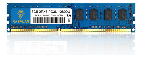 Memoria Ram Gamer DDR3 8gb Ddr3l-1600u 1x8gb Computadoras De Escritorio Pc3-12800 Dimm Rasalas 1.35v Azul