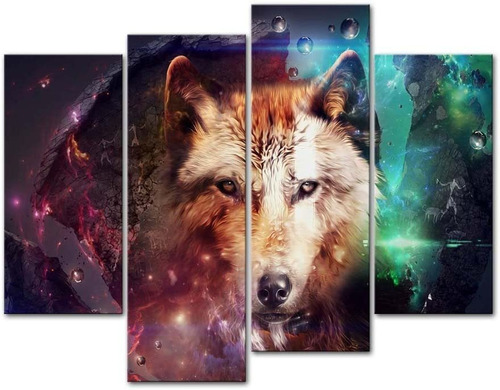  Wolf Wall Art Decor Colorful Wild Animal Canvas Pictur...