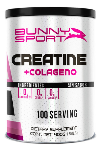 Creatina + Colgeno Bunny 400 Grs 80 Serv Sabor Natural