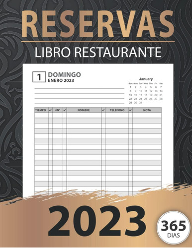 Libro: Libro De Reservas Para El Restaurante 2023: Tamaño A4