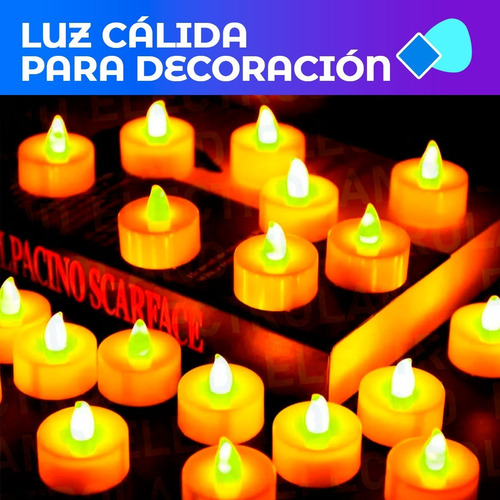 Imagen 3 de 10 de Velas Led Velitas Blanca Calida Pila Incluida Pack X 24