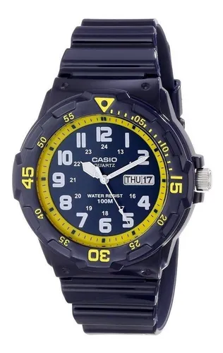 Reloj Casio Mrw200 Caucho Acabado Brillante Azul Fechador Meses