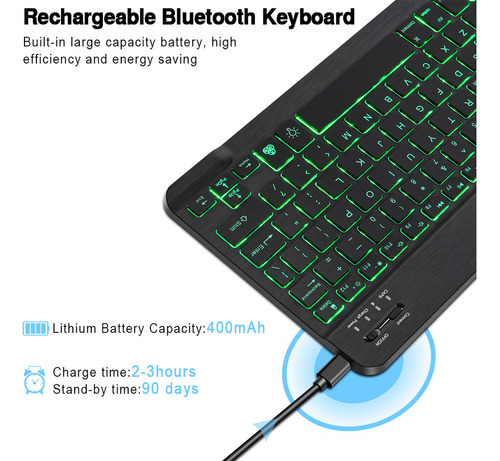 Kit De Teclado E Mouse Bluetooth Com Retroiluminação Rgb De