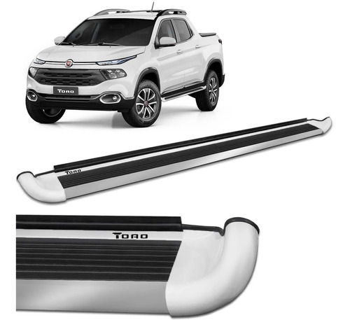 Imagem 1 de 2 de Estribo Personalizado Gp Branco Ambiente Fiat Toro 2016 2020