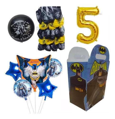 Kit De Batman, Caja Dulcera, Globos Metálicos, Globos Látex.