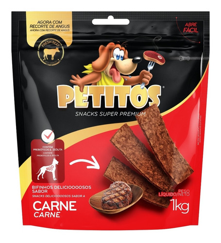 Petisco Bifinho Sabor Carne Super Premium Petitos 1kg Pet