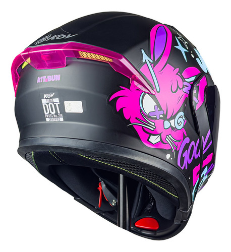 Casco Para Moto Mujer Kov Furia Kit Bun Negro Rosa Abatible Color Rosa Chicle Diseño Solido Tamaño Del Casco Xl