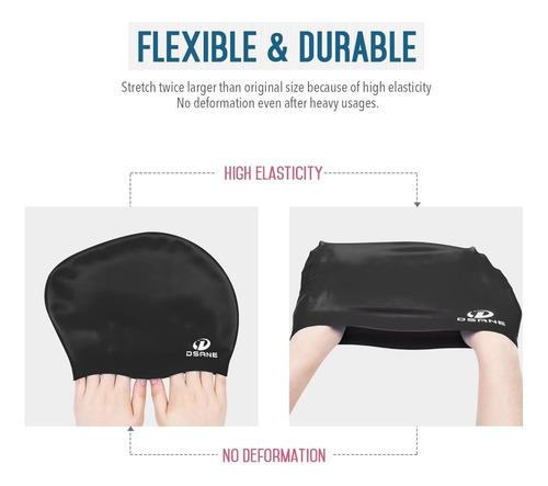 Gorro De Natación De Silicona Diseño Ergonómico 3d Negro Lisa S