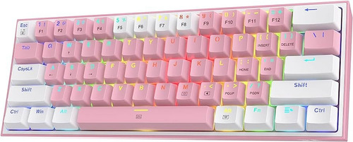 Teclado Inalambrico Mecanico 60% Redragon Fizz Pro K616 Color del teclado Rosa Idioma Español Latinoamérica