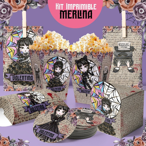 Kit Imprimible Merlina Wednesday Addams | Cumpleaños 