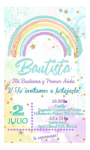 Invitaciones Digitales  Primer Año Y Bautismo