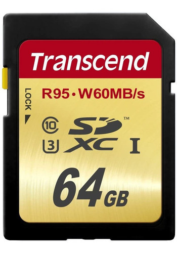 Tarjeta De Memoria Flash 10 Uhs-3 De 64gb Transcend Dorado