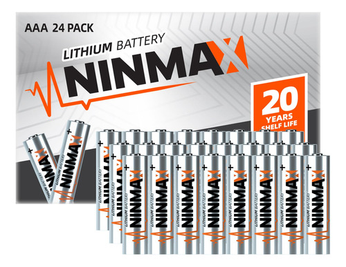 Ninmax Baterias Aaa De Litio, Paquete De 24 Baterias Triple