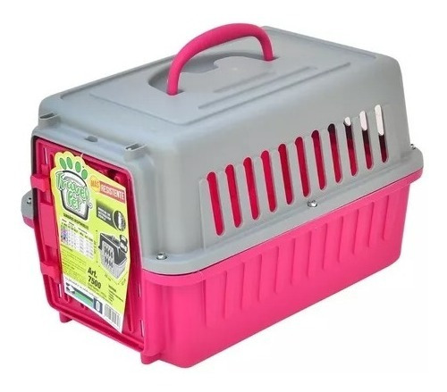 Jaula Transportadora Perro Gato Mascota 42x28x26.5 Cm Rosa