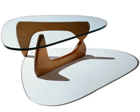 Mesa Noguchi De Madera Con Vidrio 10 Mm Hormigaemergente