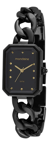 Relógio Mondaine Feminino Preto Quadrado 32308lpmvpm2