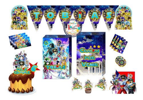 Pack Cotillón Decoración Cumpleaños Caballeros Del Zodiaco