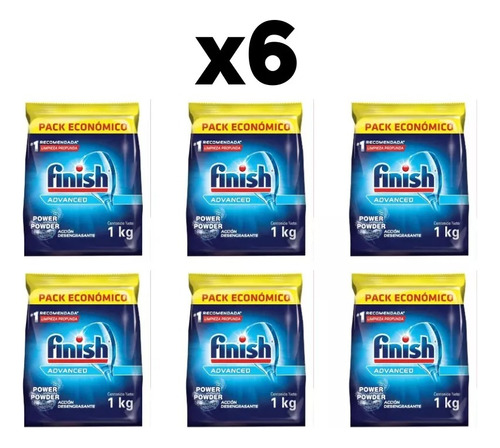 Finish Detergente Polvo Lavavajilla X 6 Kilos Pack Economico