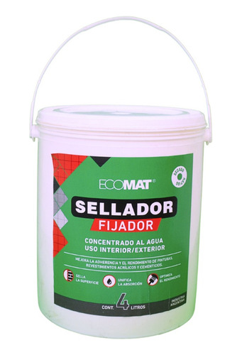 Sellador Fijador Al Agua Interior Exterior Balde X 4lts