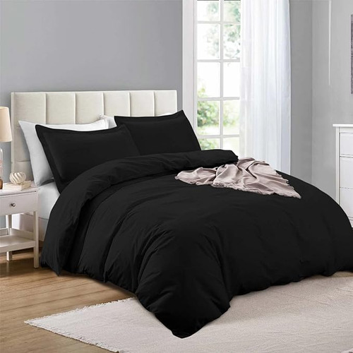 Duvet Cover Liso Microfibra Doble Color Negro
