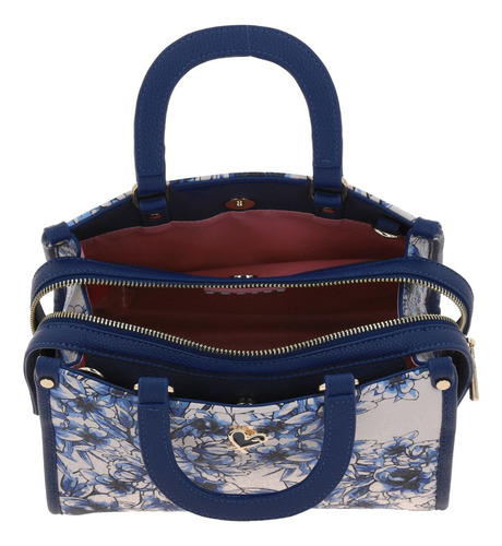 Bolso Dama Satchel Gorett Original Color Azul Marino Flores