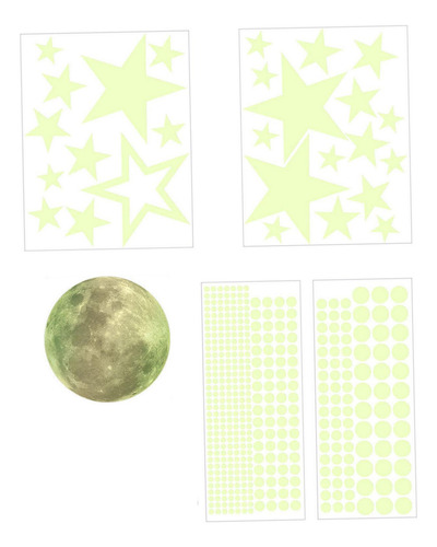 5 Pegatinas De Estrellas Y Con Puntos Que Brillan En La