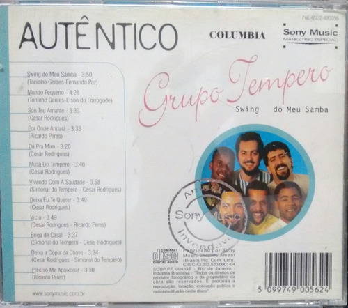 Cd Grupo Tempero - Swing Do Meu Samba (Usado)