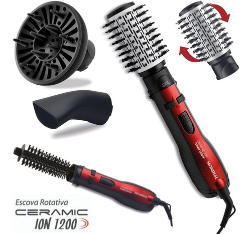 Imagem 2 de 9 de Escova Rotativa Giratória Elétrica De Cabelo Ceramic 1200w