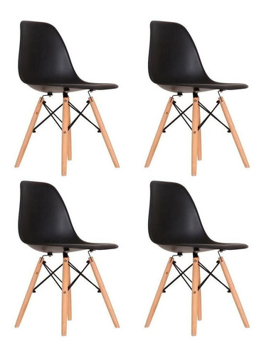 Cadeira de jantar Empório Tiffany Eames DSW Madera, estrutura de cor  preto, 4 unidades