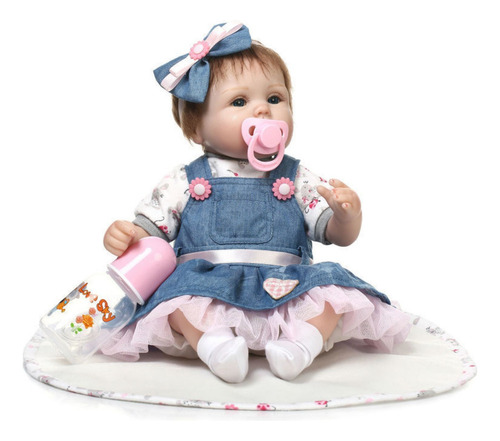 Muñeca Bebe De Silicona Reborn Vinilo Juguete Altura 55cm