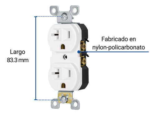 Contacto Doble Duplex 20a Blanco Con Tapa Intemperie 3 Pack