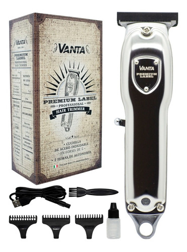 Vanta Trimmer Cortadora Patillera Inalámbrica Pelo Y Barba Color Plateado MOD 1100