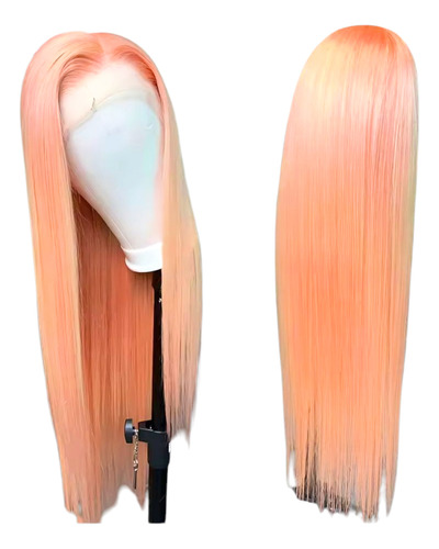 Orange-light / Salmón Hermosa Peluca Nueva Lace Front Larga Light Orange Salmón M