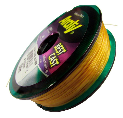 Imagen 3 de 5 de Bobina Tanza Nylon Monofilamento Araty 0.35 Mm Amarillo Fluo