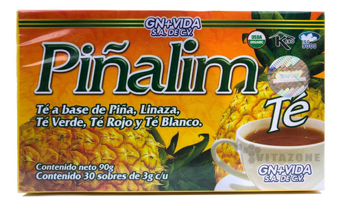 Té Piñalim (piña, Linaza, Té Verde, Té Rojo Y Té Blanco) 30 Sobres De 3g C/u Gn+vida