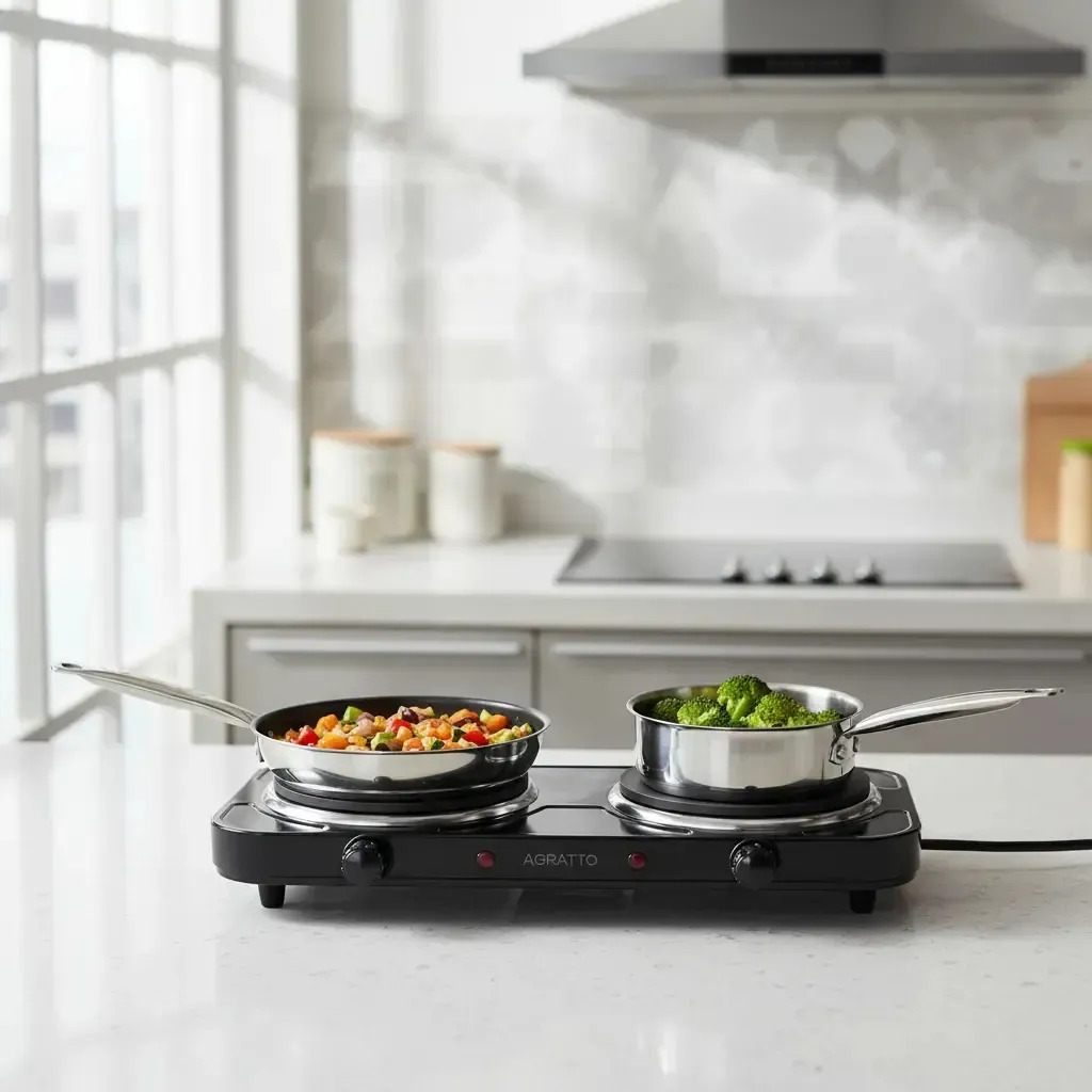 Fogao Cooktop Elétrico Portátil Mesa 2 Boca Preto 2500w