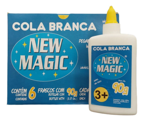 Cola Escolar Branca 90g New Magic Kit 6 Unid Gr Atacado