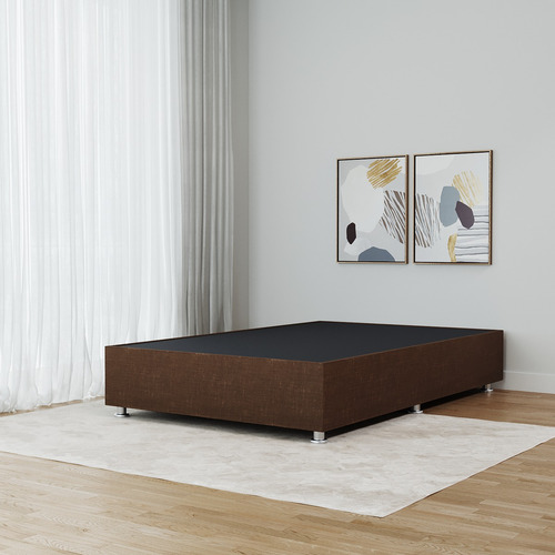 Box Cama Queen Size Tapiz Color Lino Café