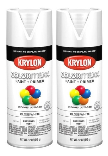 Paq. 2 Pintura De Imprimación En Spray Color Blanco Krylon