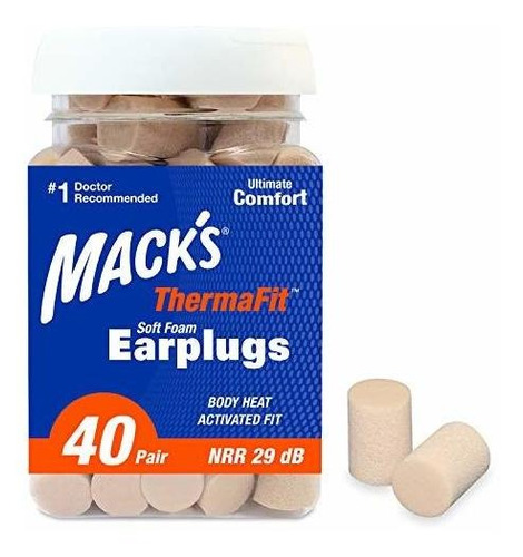 Tapones Para Oídos - Mack S Thermafit Soft Foam Earplugs, 40