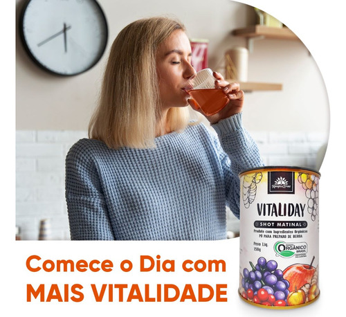 Shot Matinal Orgânic Cúrcum Cranbery Própolis Vitaliday 150g