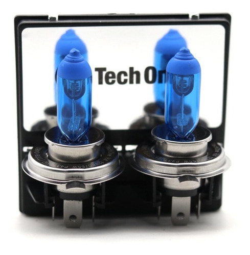Imagem 4 de 4 de Par Lampada Super Branca H4 8500k Tipo Xenon 12v 55w Techone