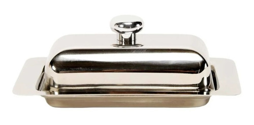 Mantequera Acero Inoxidable 17 Cm Rectangular Con Bandeja