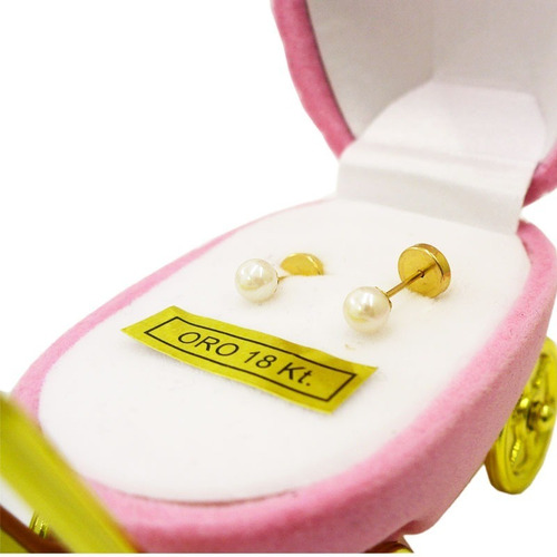 Aros Abridores Oro 18k Modelo Perla,arito Abridor Bebe