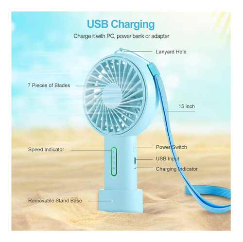 Ventilador Portátil Ipow Mini 3 Velocidad, Ángulo Ajustable,