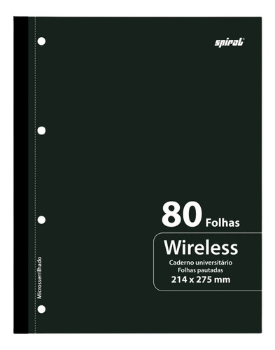 Folha Fichário Preto Simples 80f Universitário Wireless