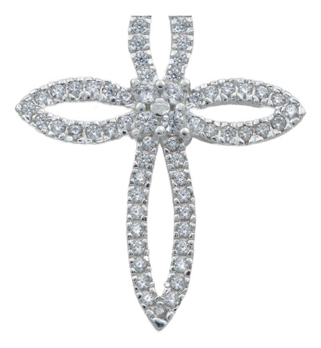 Dije Cruz Redonda Zirconia Hombre Mujer Plata 925 4.1 Cm